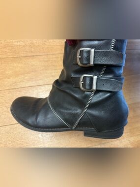 Route 66- (Ezra) Black Leather Buckle/zip Ankle Boots-10